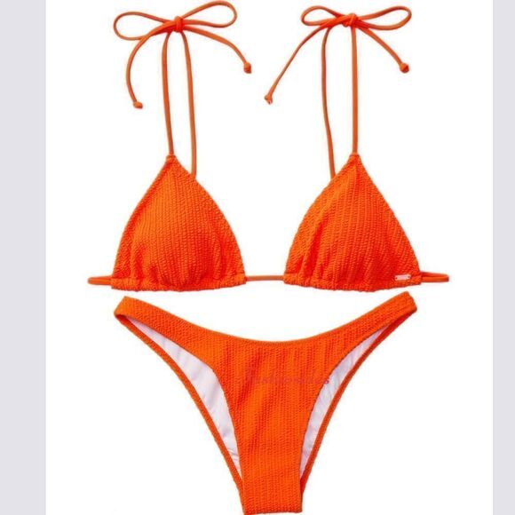 Victoria’s Secret Pink Swim Crinkle Triangle Bikini Top & Itsy bottom Set - Picture 2 of 11